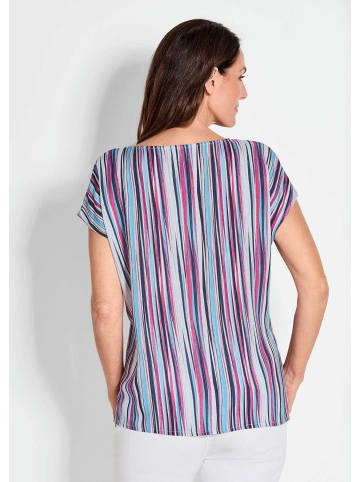 GOLDNER Kurzgröße:  Bluse in pink / gestreift