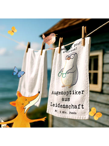 Mr. & Mrs. Panda Gästetuch Augenoptiker Leidenschaft mit Spruch in Weiß