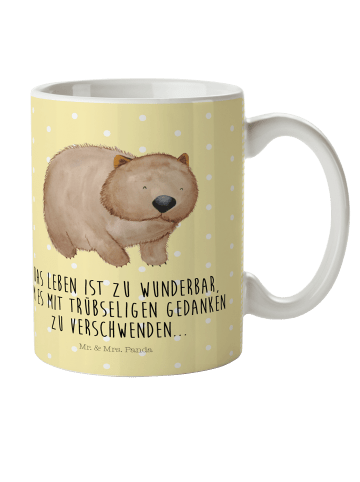 Mr. & Mrs. Panda Kindertasse Wombat mit Spruch in Gelb Pastell