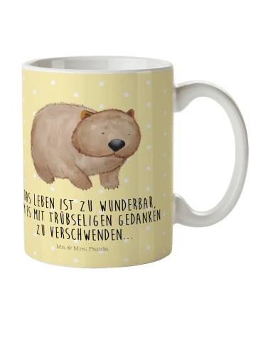 Mr. & Mrs. Panda Plastikbecher Wombat mit Spruch in Gelb Pastell