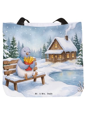 Mr. & Mrs. Panda Tote Bag Taube Winter Pommes Design ohne Spruch in Weiß