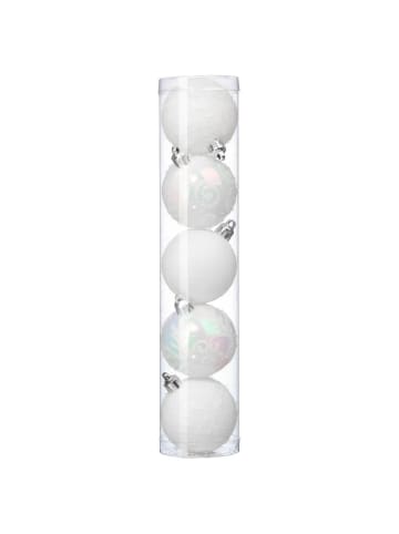 Atmosphera Créateur d'intérieur Weihnachtskugeln, 5er-Set in Weiß, (B) 5 x (H) 6,3 x (L) 5 cm