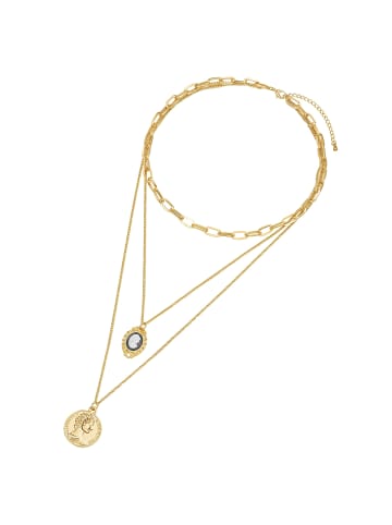 Lulu & Jane Halskette Medaillon/Münze Metall-Legierung Acryl in gelbgold