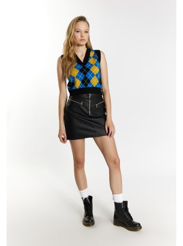 myMo ROCKS Damen Strick Pullunder in Schwarz Blau Mehrfarbig