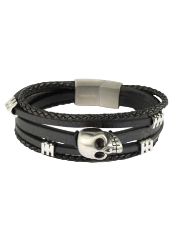 Adeliás Herren Anhänger – Totenkopfanhänger aus Leder in schwarz