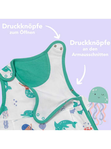 Schlummersack Babyschlafsack, 1.0 TOG in Weiß-Türkis