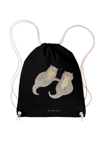Mr. & Mrs. Panda Gymnastiktasche Otter Hände halten ohne Spruch in Schwarz