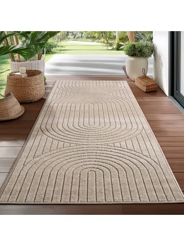 KADIMA DESIGN Teppich In-/Outdoor Kurzflor Skandi 3D-Design Polypropylen Balkon in Beige