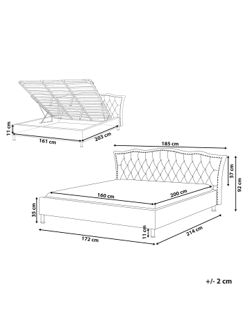 Beliani Doppelbett METZ in Weiß/Silber - (W) 185 x (H) 92 x (L) 214 cm