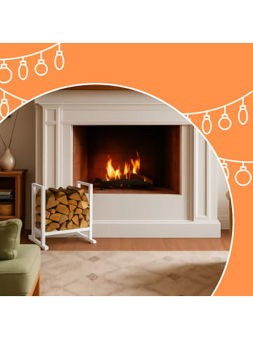 relaxdays Kaminholzregal in Weiß - (B)60 x (H)62 x (T)49 cm