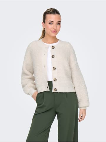 JACQUELINE de YONG Strickjacke Knit Fit Rundhals Knopfleiste in Creme