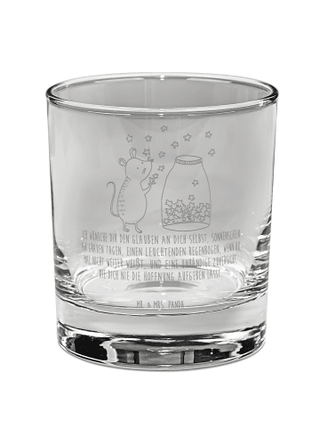 Mr. & Mrs. Panda Whiskey Glas Maus Sterne mit Spruch in Transparent