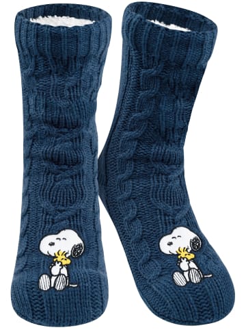 Snoopy Peanuts Snoopy Hüttensocken Strick Haussocken Kuschelsocken in blau