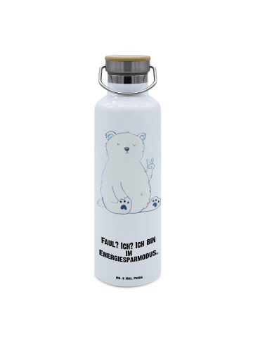 Mr. & Mrs. Panda Trinkflasche Eisbär Faul mit Spruch in Weiß