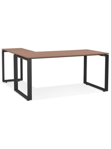 KADIMA DESIGN Eckschreibtisch 170x160 cm L-Form Gaming, Stauraum kompakt in Braun-Schwarz