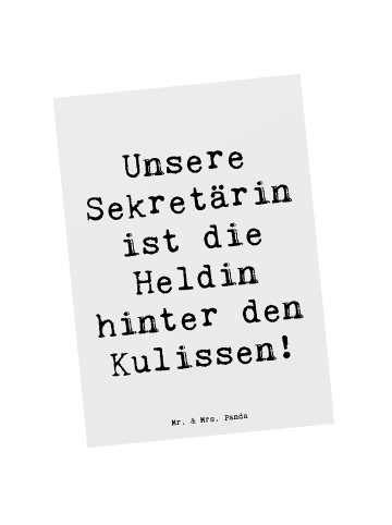 Mr. & Mrs. Panda Postkarte Spruch Sekretärin Heldin mit Spruch in Weiß