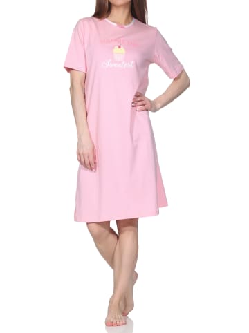 NORMANN Kurzarm Nachthemd Cupcake in rosa