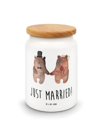 Mr. & Mrs. Panda Teedose Bär Heirat mit Spruch in Weiß