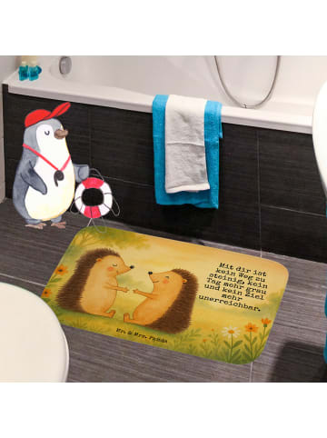 Mr. & Mrs. Panda Badeteppich Igel Liebe Design mit Spruch in Weiß