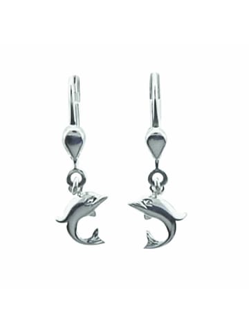 Adeliás Damen 925 Silber Ohrringe / Ohrhänger Delphin in silber