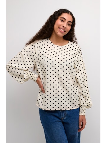 Kaffe Langarm-Bluse KAoscarna Regular fit in Chalk/Black Dot