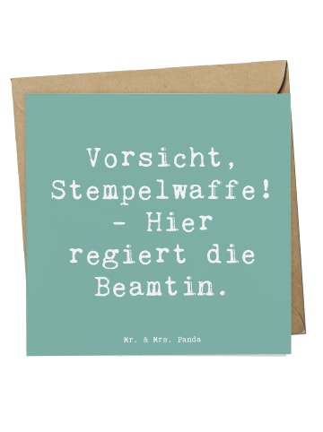 Mr. & Mrs. Panda Einladungskarte Spruch Beamtin Stempelwaffe mit... in Meeresbrise