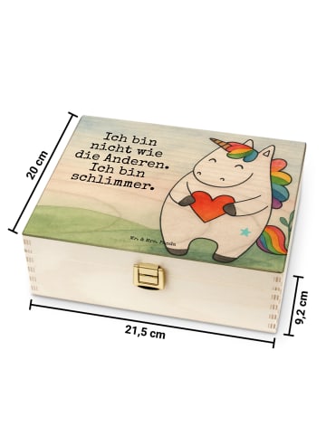 Mr. & Mrs. Panda Tee Box Einhorn Herz Design mit Spruch in Weiß