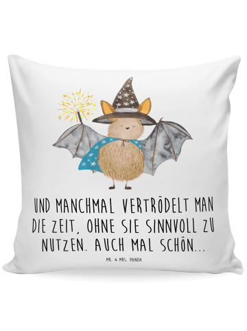 Mr. & Mrs. Panda zier kissen Fledermaus Zauberer mit Spruch in Weiß