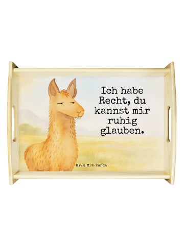 Mr. & Mrs. Panda Knietablett Lamakopf Genervt Design mit Spruch in Weiß