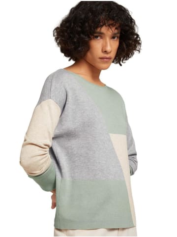 Tom Tailor Pullover in green beige grey color block