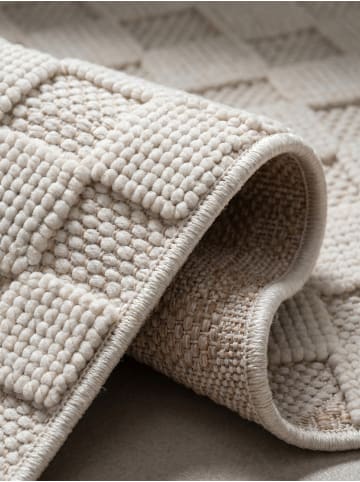 KADIMA DESIGN Flachgewebe-Teppich Schachbrett Grafisch Modern Pflegeleicht in Creme