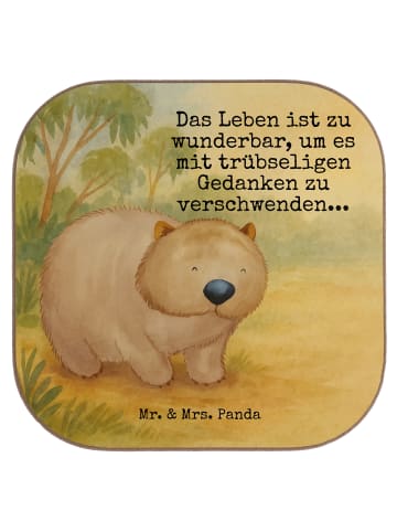 Mr. & Mrs. Panda Untersetzer für Gläser Wombat Design mit Spruch in Weiß