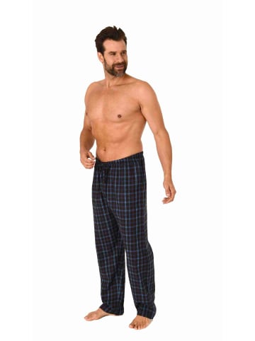 NORMANN Flanell Schlafanzug Pyjama Hose lang Karo Baumwolle - 70794 in schwarz