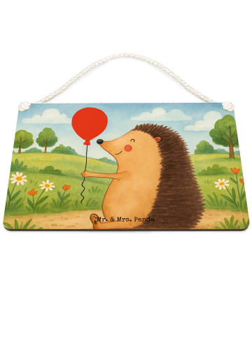 Mr. & Mrs. Panda Holztafel Igel Luftballon Design ohne Spruch in Weiß