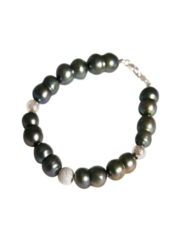 Gemshine Armband Barock Zuchtperlen Tahiti Grau in silver coloured