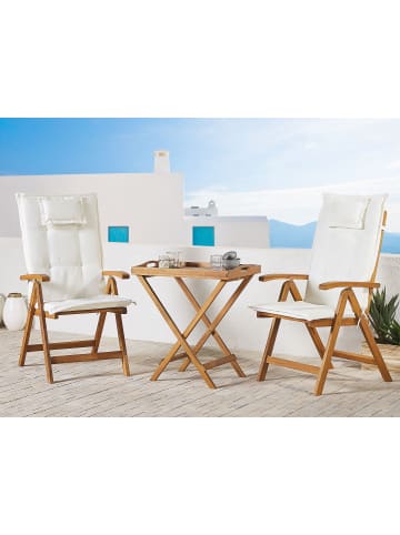 Beliani 3-tlg Bistro Set JAVA in Braun/Weiß