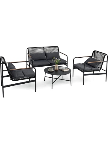 COSTWAY 4 tlg. PE-Rattan Gartenmöbel Set in Grau