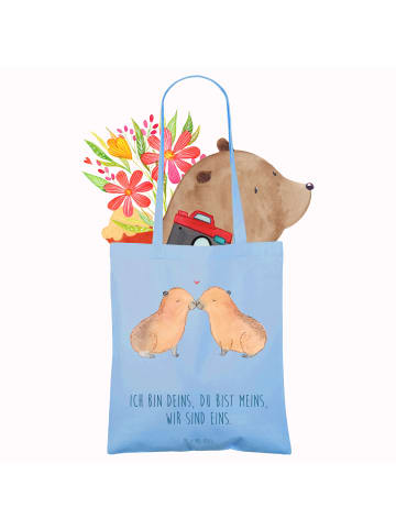 Mr. & Mrs. Panda Tote Bag Capybara Liebe mit Spruch in Sky Blue