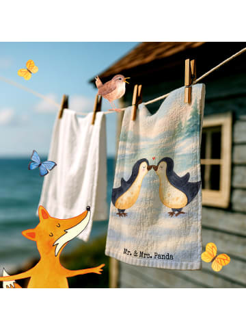 Mr. & Mrs. Panda Handtuch Pinguin Liebe Design ohne Spruch in Weiß