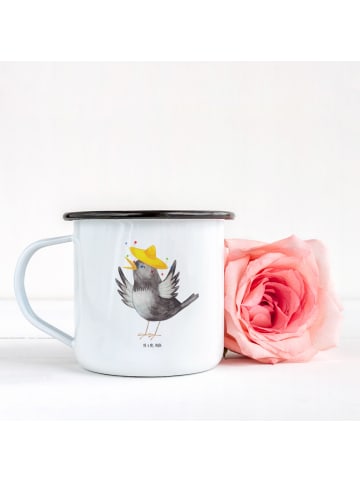 Mr. & Mrs. Panda Emaille Tasse Rabe Sombrero ohne Spruch in Weiß