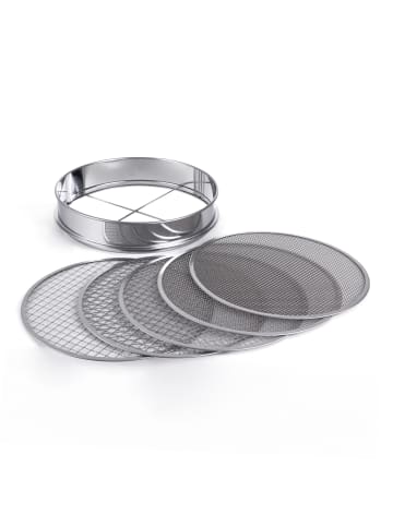 relaxdays Gartensieb "5in1" in Silber - Ø 30 cm