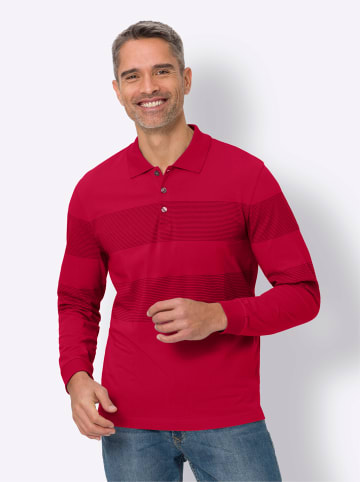 Sieh an! Langarm-Poloshirt in rot-dunkelrot