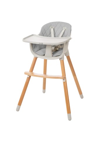 roba 2in1 Hochstuhl & Kinderhochstuhl 'Style Up Wood' - inkl. Sitzpolsterung grau