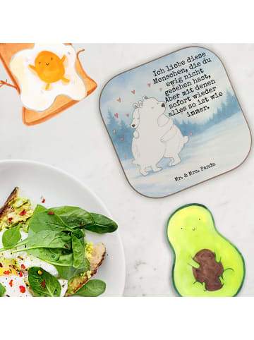 Mr. & Mrs. Panda Getränkeuntersetzer Eisbär Umarmen Design mit S... in Weiß