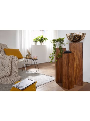 KADIMA DESIGN 3-teilige Beistelltisch-Sets aus Massivholz, einzigartige Maserung in Braun