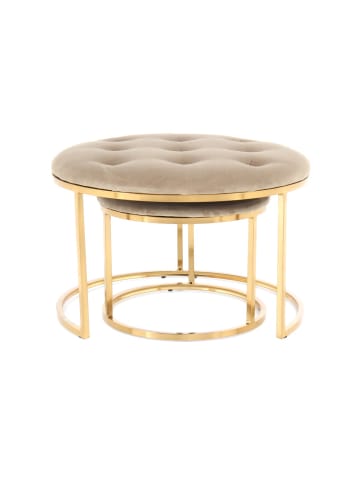 Kayoom Retro Hocker Becky 2erSet in taupe - gold