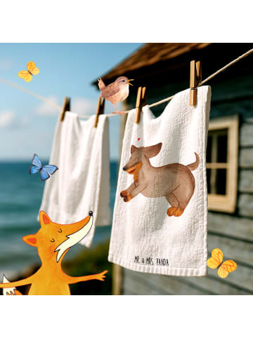 Mr. & Mrs. Panda Mini-Handtuch Hund Dackel ohne Spruch in Weiß