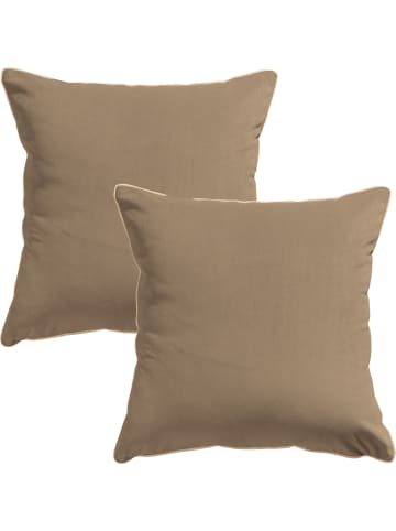 Erwin Müller Nicky-Velours, Samt Kissenhülle 2er-Pack Manchester in hellbraun