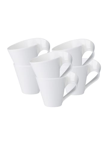 Villeroy & Boch 6er Set Caffè Becher mit Henkel NewWave 250 ml weiß in weiß