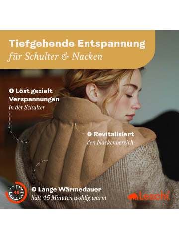 Leschi Körnerkissen 100 % Bio-Baumwolle, Wärmekissen "Dreieck" in goldbraun